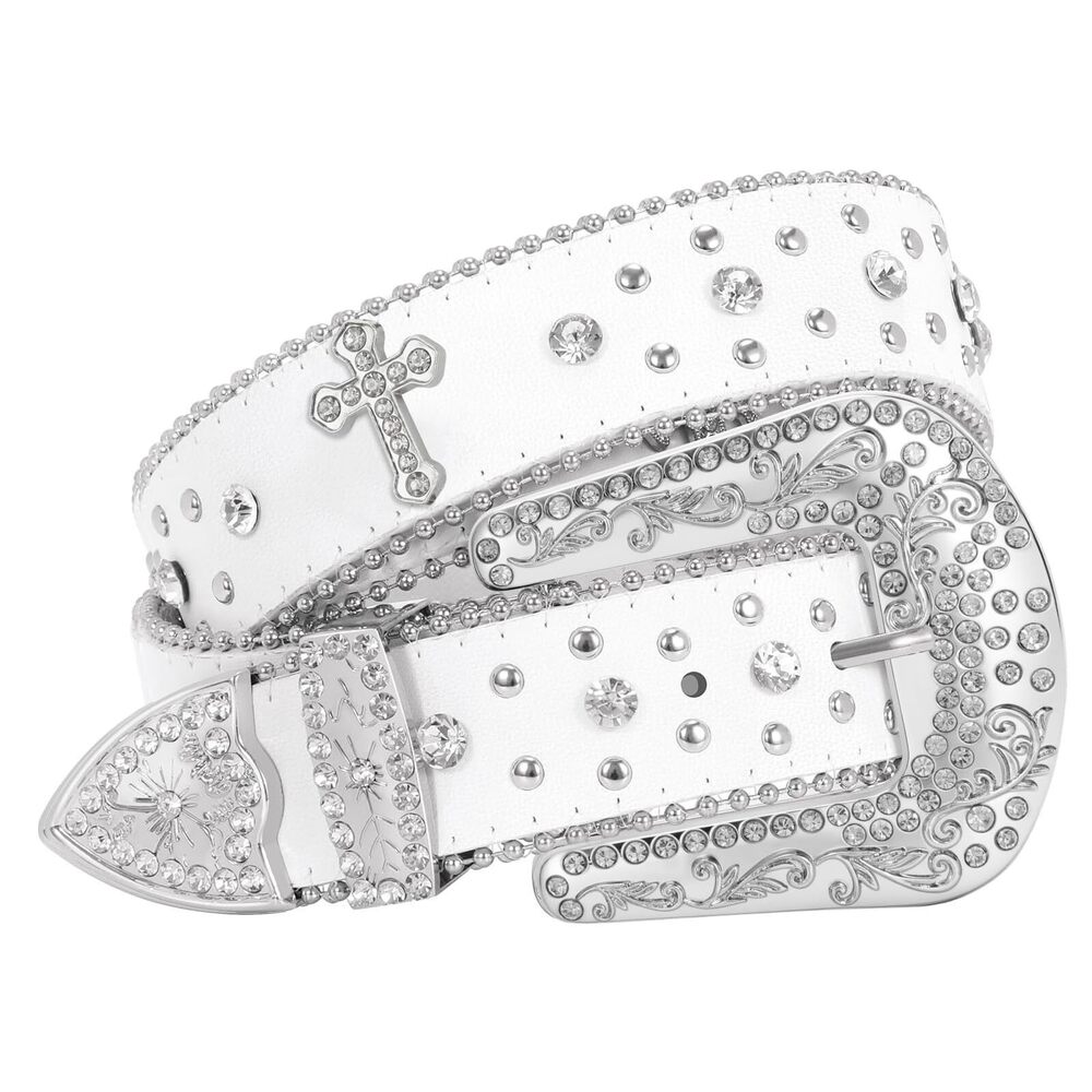 4981 Women Men Rhinestone Belt,Fashion Western Cowgirl Cowboy Bling Studded